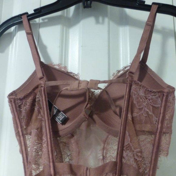 VICTORIA'S SECRET rosy pink "add 2 cups" lace lingerie teddy bodysuit - Picture 12 of 13